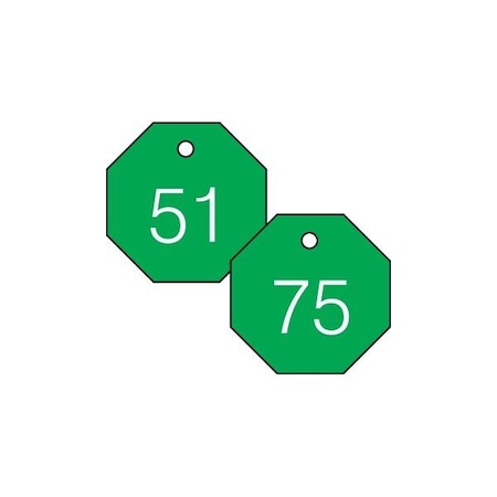 Accuform Engraved Numbered Tags, RP-Plastic, 3/8 in H x 3-1/4 in W, 25 PK TDG824GN